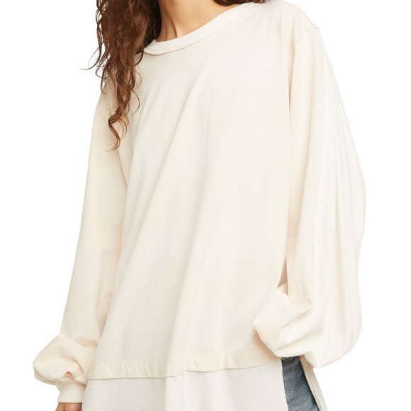 FREE People Womens Stripe Oversize Shirt Size Small – Ivory - Picture 1 of 2
